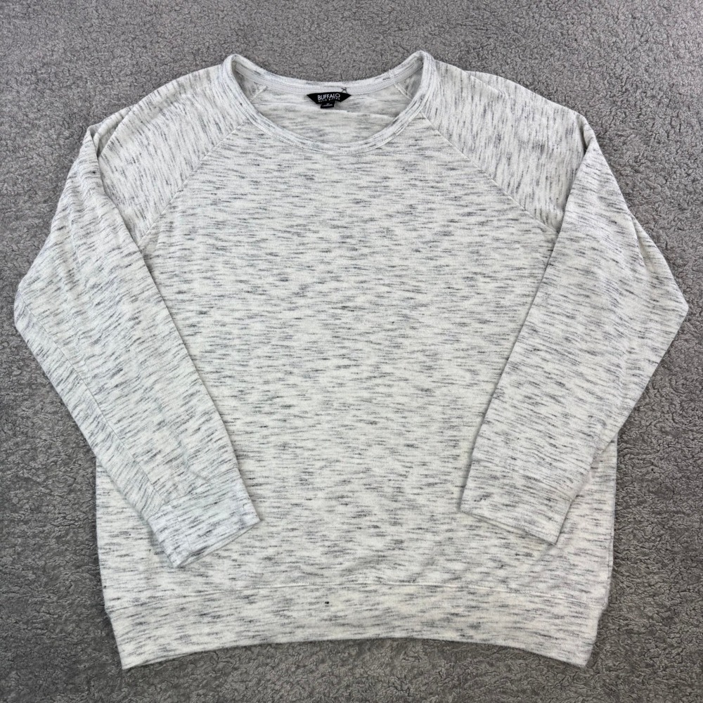 Buffalo‎ David Bitton Mens XL Gray Space Dye Raglan Pullover Sweatshirt H0423-01